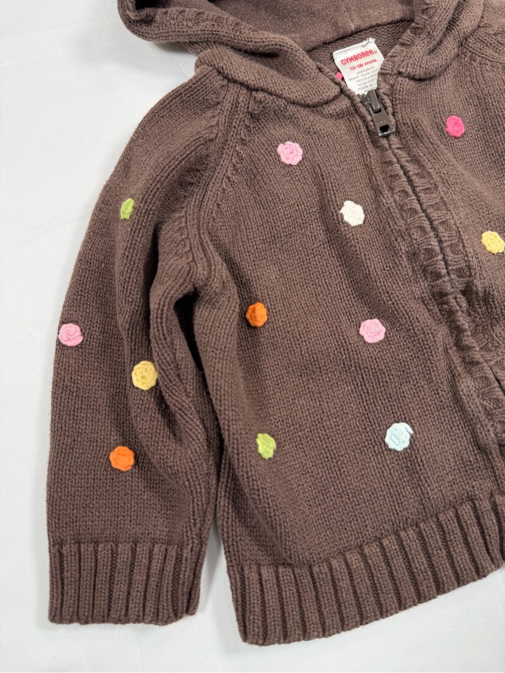 VINTAGE GYMBOREE Toddler Girls 2007 Botanical Babies Hooded Zip Cardigan 12-18M - Picture 6 of 11